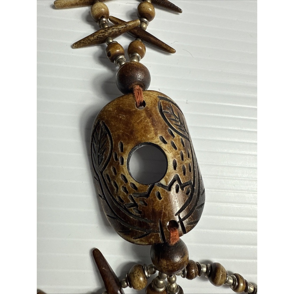Vintage Tribal Brown carved Animals Necklace‎ Ethnic beaded  Safari Style - Picture 3 of 6